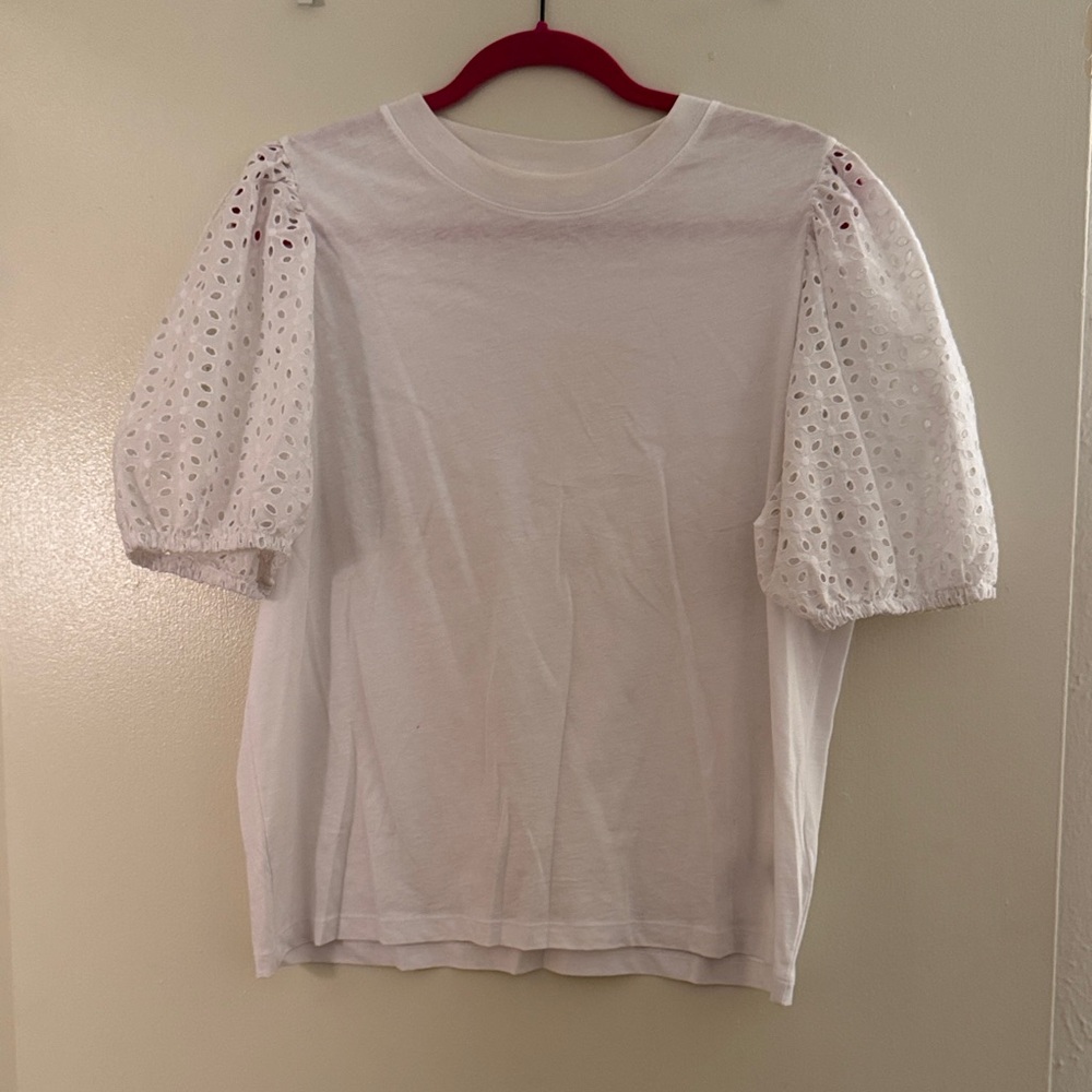 H&M White Eyelet Sleeve Women's Top